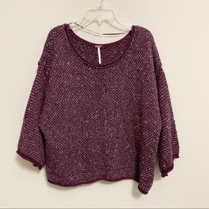 Free People Big 3/4 Sleeve Knit Top Purple S